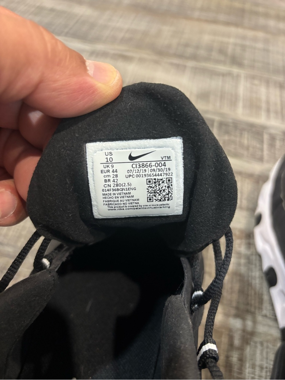 Nike Black and White Air Max 270 React Men's Sneakers - Picture 5 of 5